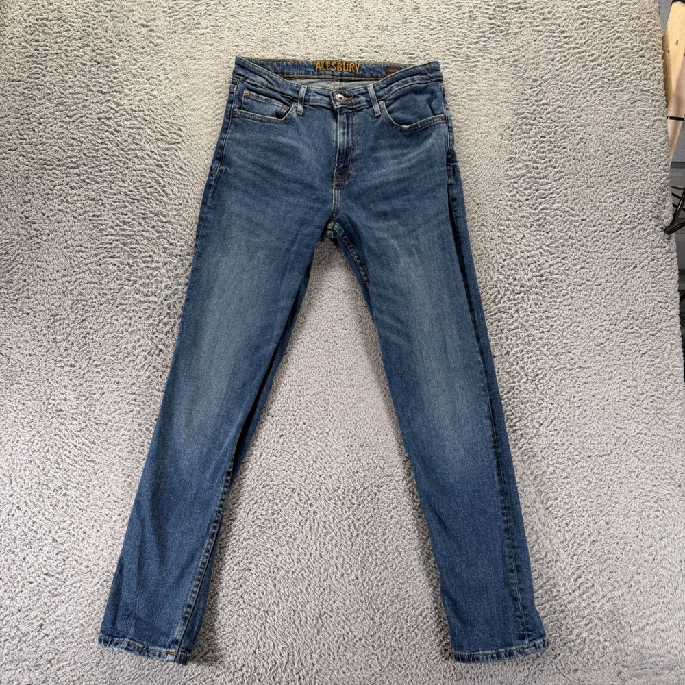 Alesbury Jeans Mens 30x32 Blue Cotton Denim Straight Leg Athletic Faded Stretch